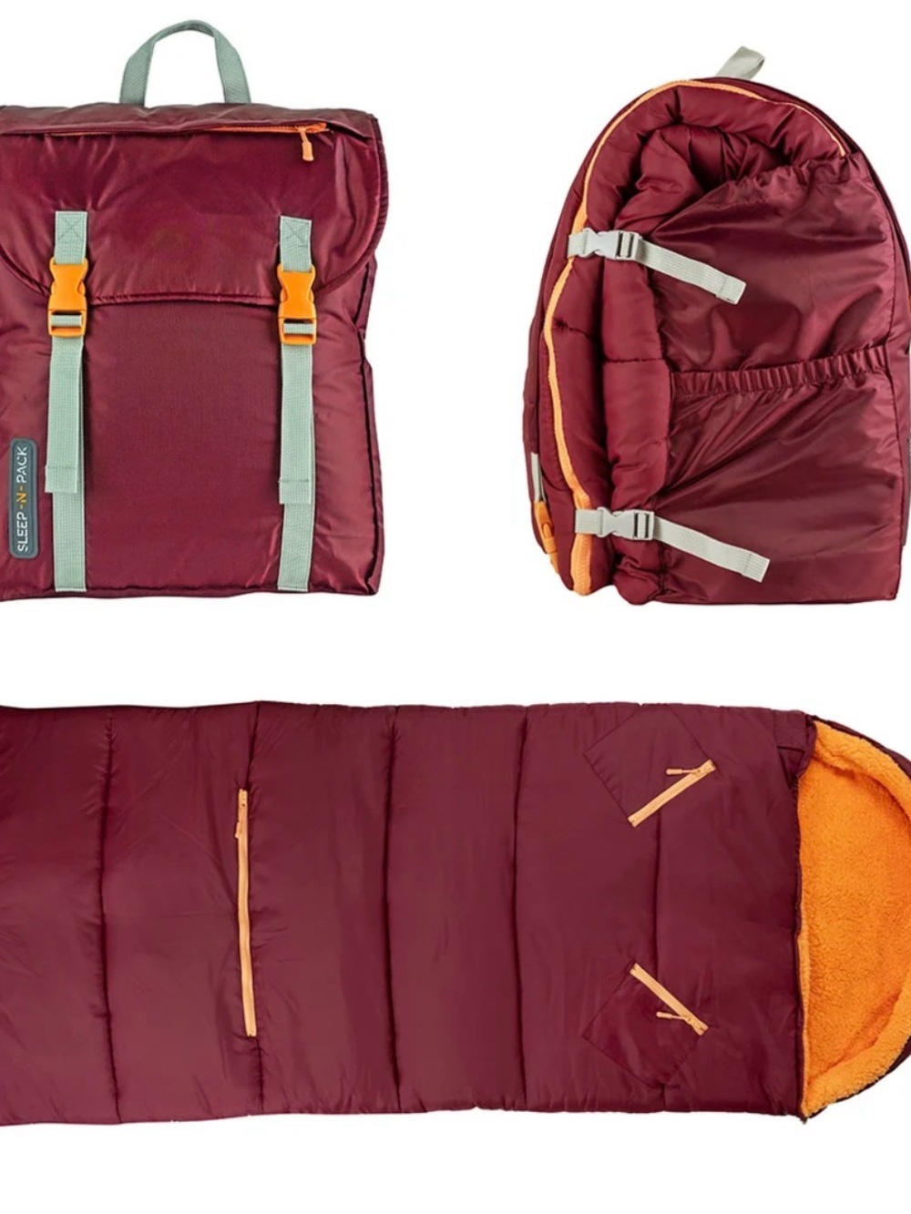 Kids Puffer Sleeping Bag & Backpack Set in Winterberry